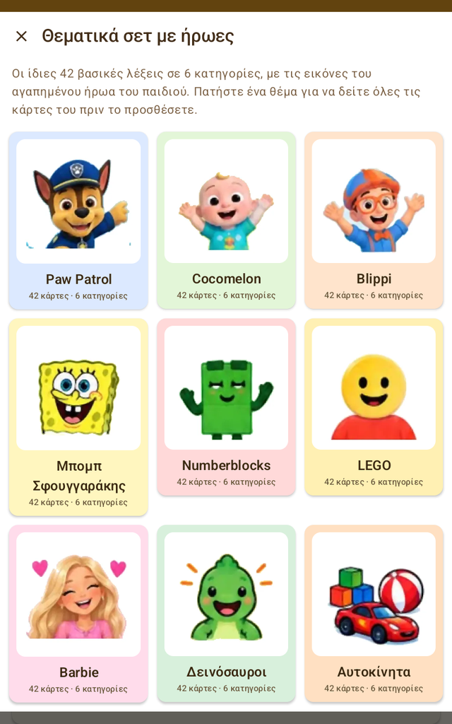 Πλέγμα θεματικών σετ: Paw Patrol, Cocomelon, Blippi, SpongeBob και άλλα