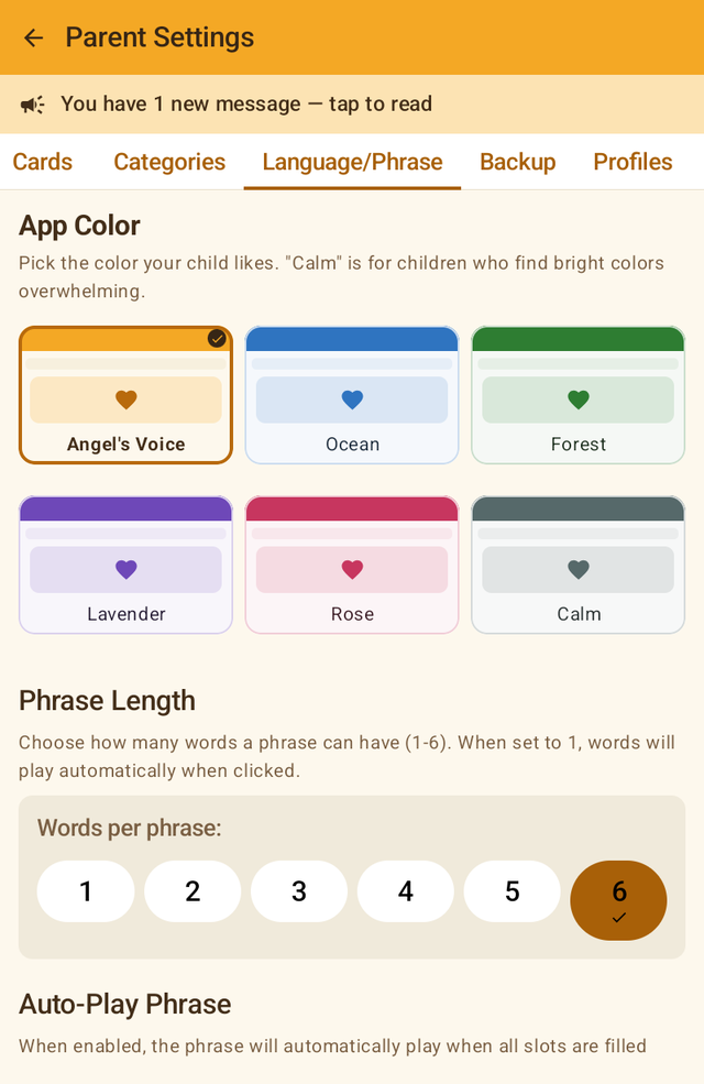 App colour choice and phrase length