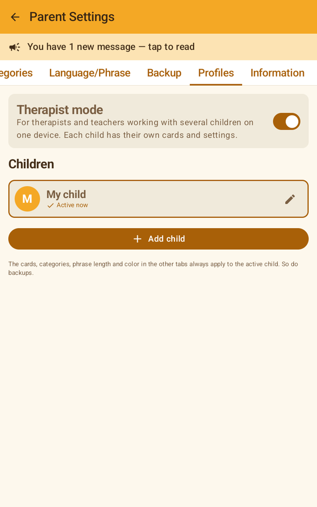 Therapist mode on, list of children
